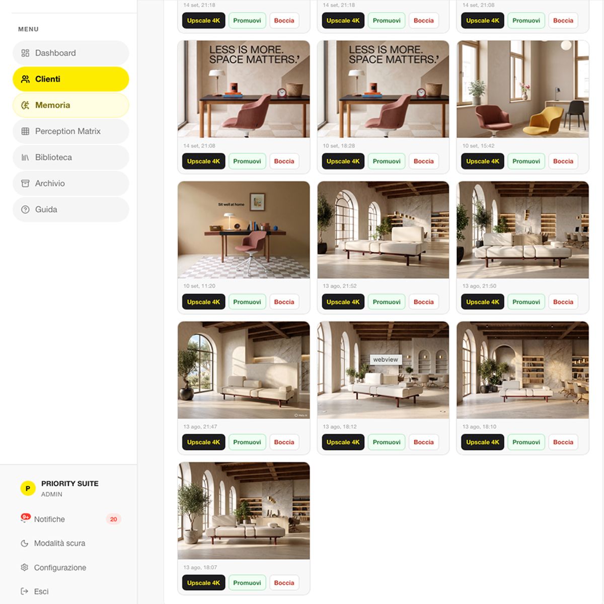 Produzione visiva assistita dall'AI — Priority Suite